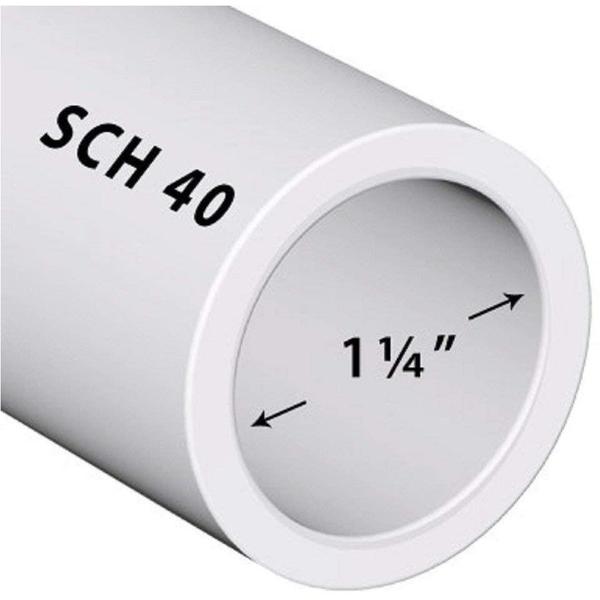 VENTRAL Schedule 40 PVC Pipe 1 1/4 Inch (1.66 OD), White, Cut Lengths for Plumbing, Landscape, Pool, Spa