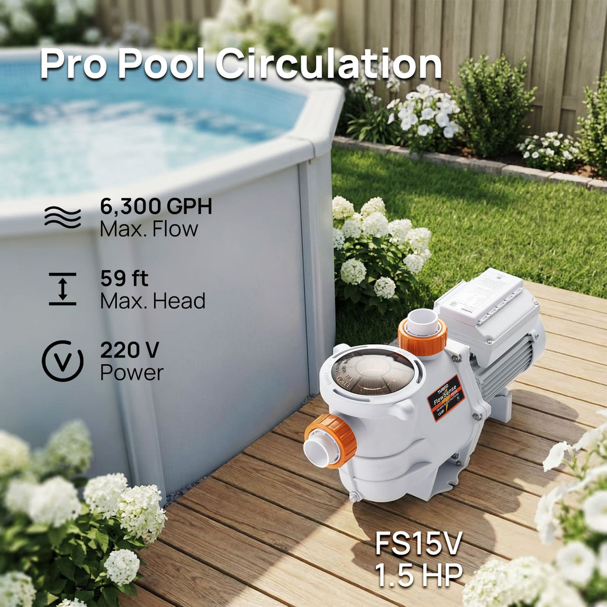 FlowSense Variable Speed Pool Pump, Above-Ground