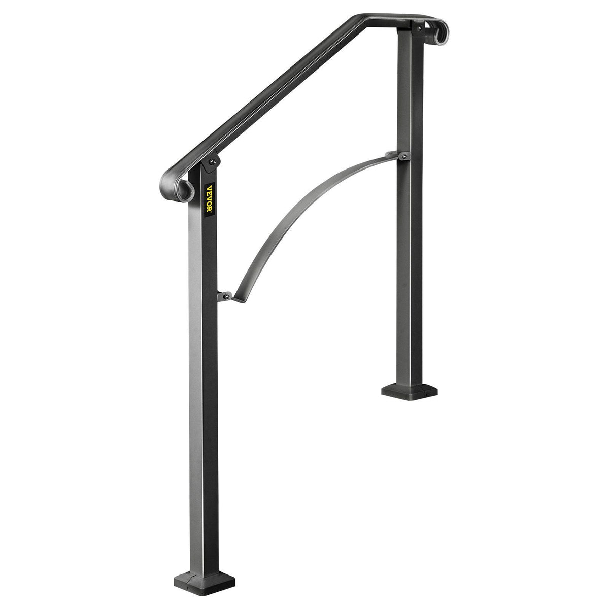 Handrails for Outdoor Steps, Fit 2 or 3 Steps Outdoor Stair Railing, Arch#2 Wrought Iron Handrail, Flexible Porch Railing, Black Transitional Handrails for Concrete Steps or Wooden Stairs