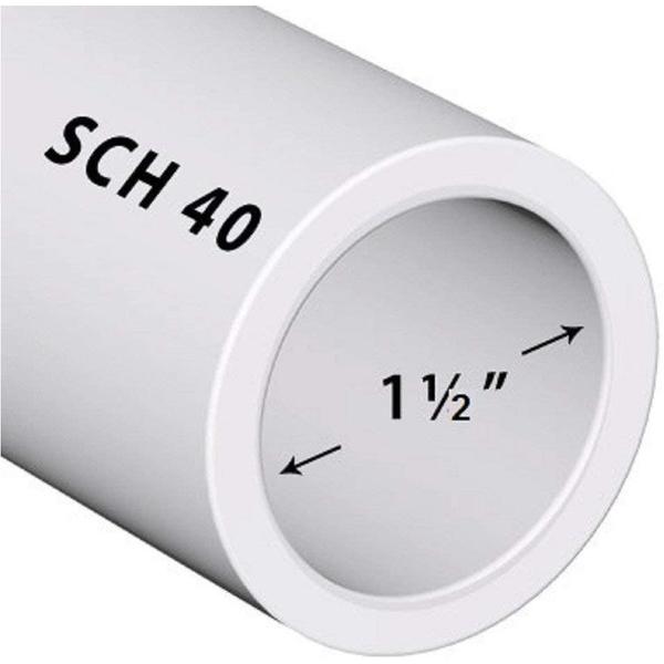 VENTRAL Schedule 40 PVC Pipe 1 1/2 Inch (1.9 OD), White, Cut Lengths for Plumbing, Landscape, Pool, Spa