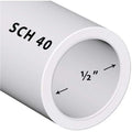 VENTRAL Schedule 40 PVC Pipe 1/2 Inch (0.84 OD), White, Cut Lengths for Plumbing, Lawn, Landscape