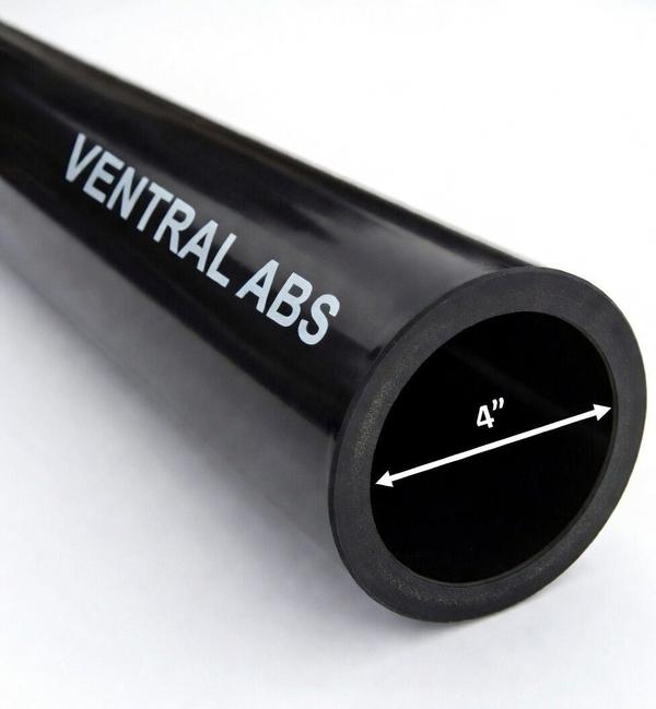 VENTRAL DWV Drain Pipe - Black ABS Custom Size and Length 4" (4.0) Inch