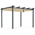 10 x 12 Feet Outdoor Aluminum Retractable Pergola Canopy Shelter Grape Trellis-Beige