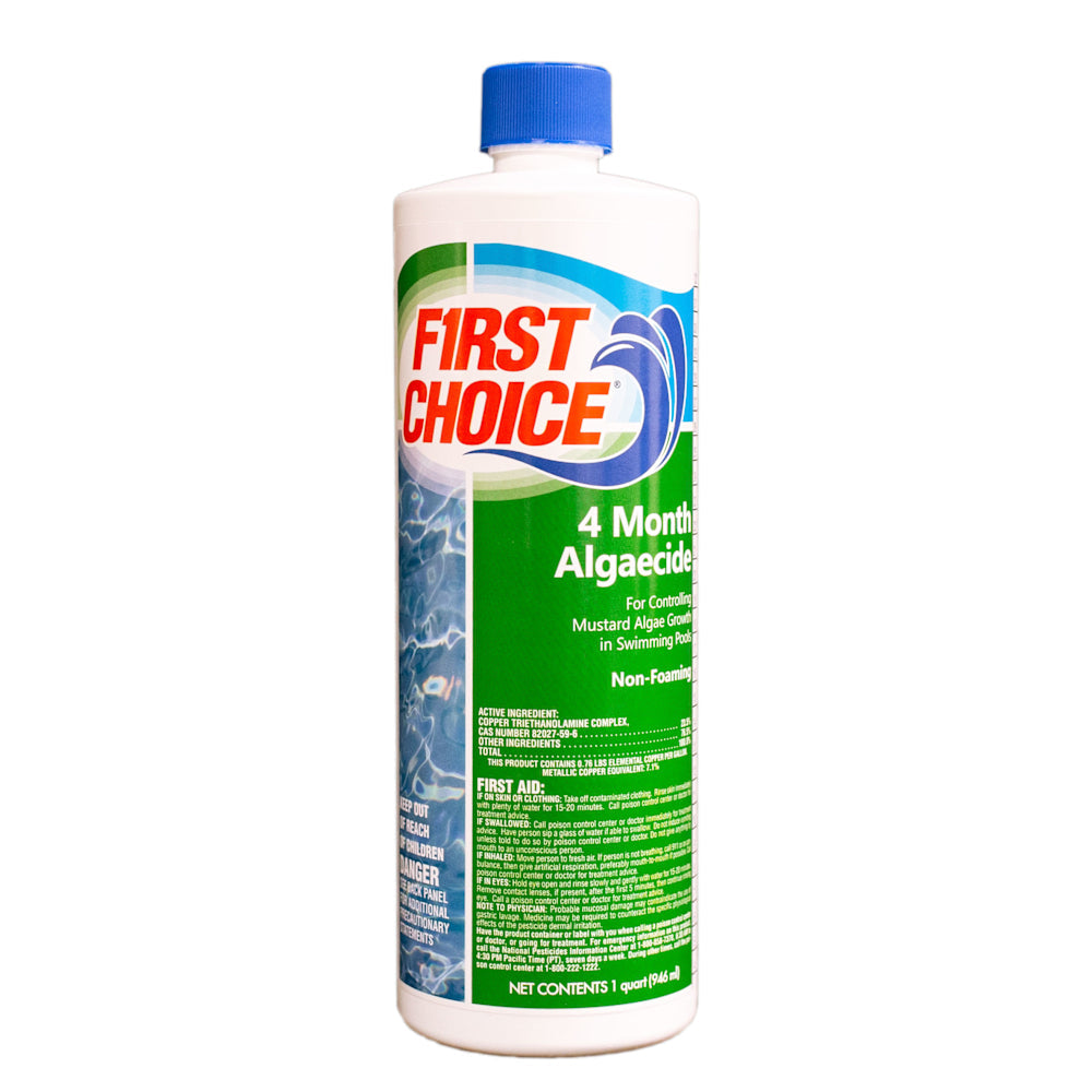 Algaecide | First Choice | Copper Algaecide 32 Oz | 4 Month | Heavy Duty Algae Control