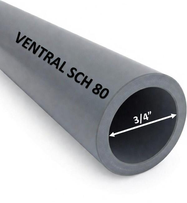 VENTRAL Schedule 80 PVC Pipe 3/4 Inch (1.05 OD), Grey, Cut Lengths for Industrial, Plumbing, Chemical, High-pressure