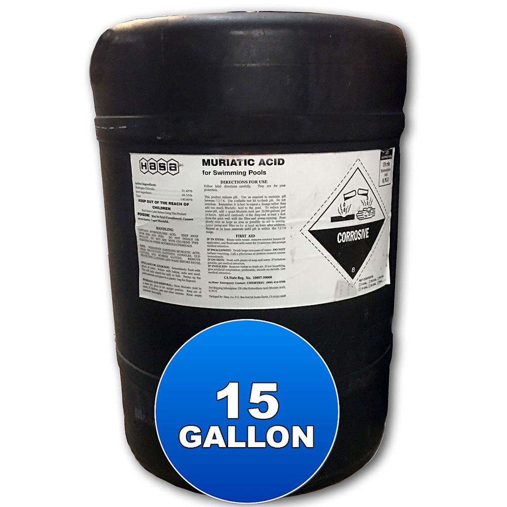Muriatic Acid | 31-34 Percent | 15 Gallon Container | 1 Pack | Hasa