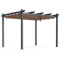 10 x 12 Feet Outdoor Aluminum Retractable Pergola Canopy Shelter Grape Trellis-Coffee