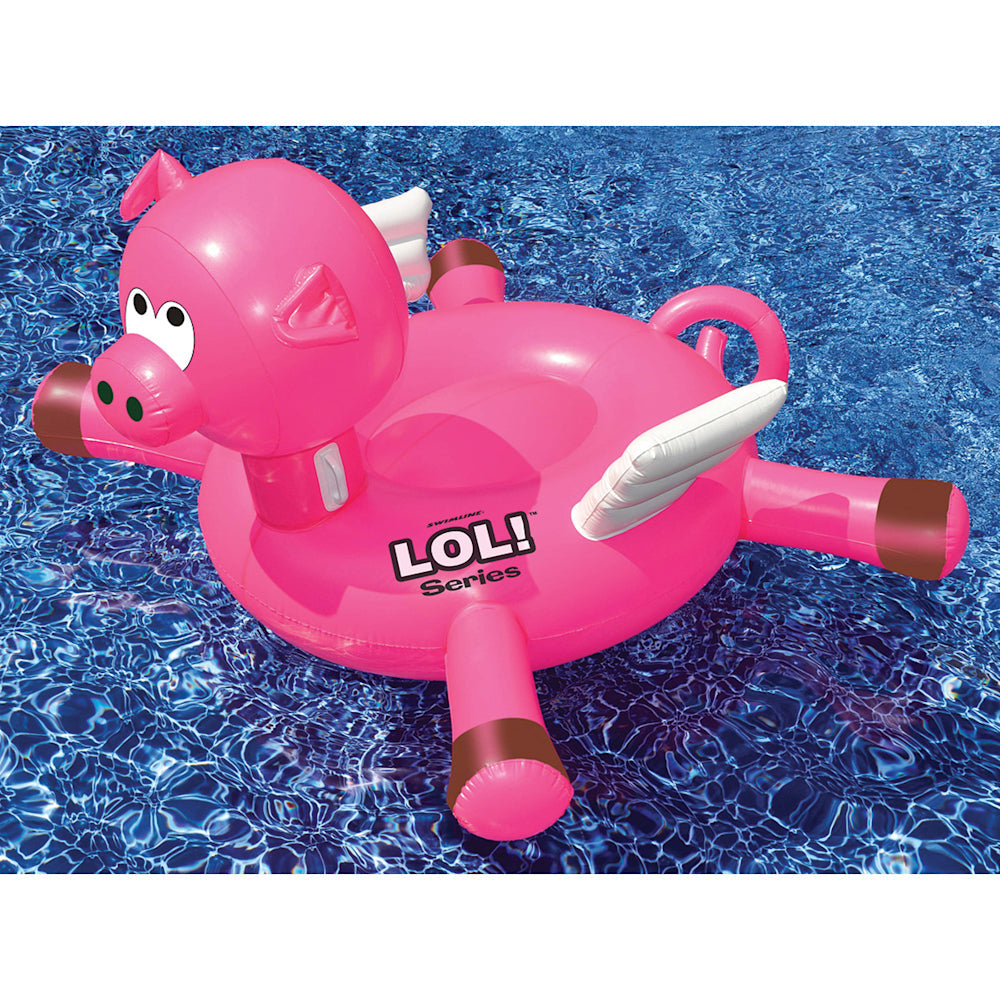 Inflatable Pool Float | Swimline | LOL Flying Pig | 72 Inch PVC | Manual Inflation