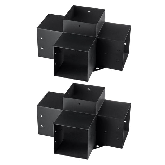 Pergola Bracket Kit 6''x6'', 2pcs 4-Way Heavy Duty Corner Bracket Woodworks DIY Post Base Kit, Easy Installation Wooden Beams for Gazebos, Patio Pergolas, Log Cabin Outdoor Pergola Hardware
