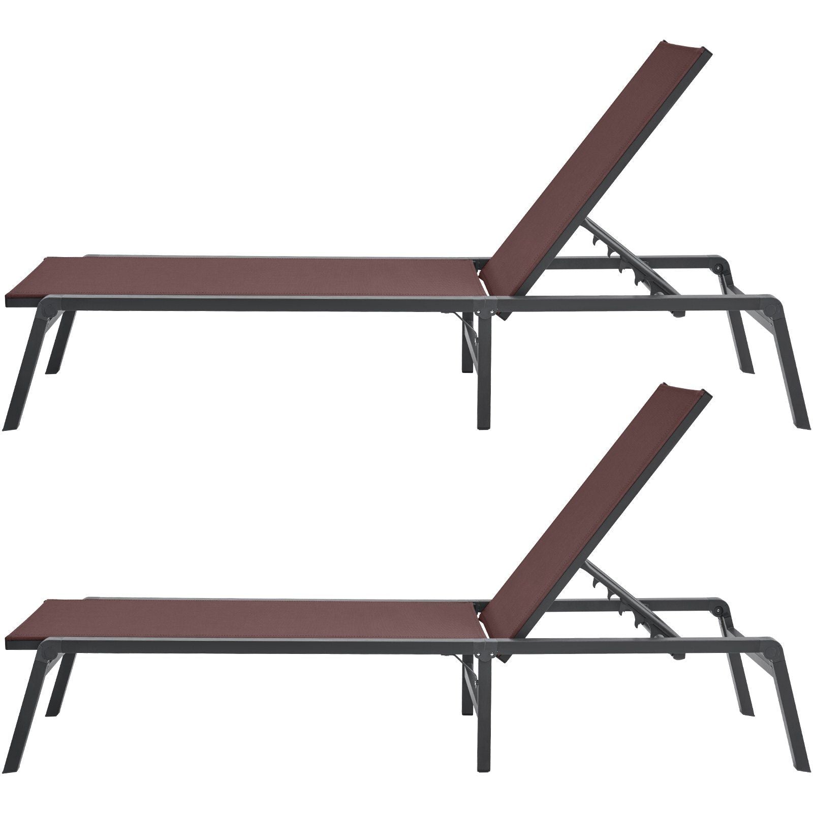 Chaise Lounge Chair Outdoor Patio Lounge Chair Adjustable 5-Position 2 pcs