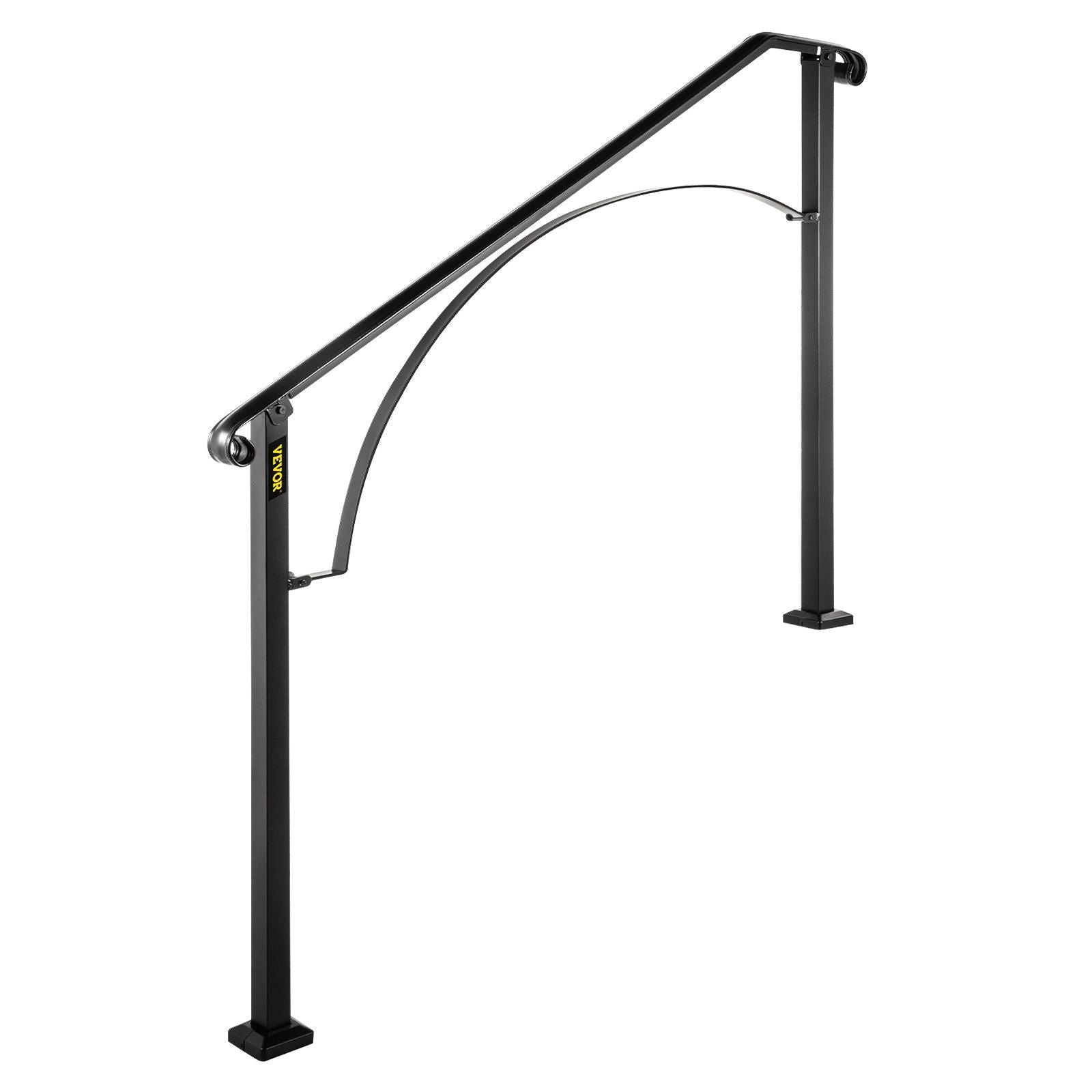 Handrails for Outdoor Steps, Fit 4 or 5 Steps Outdoor Stair Railing, Arch#4 Wrought Iron Handrail, Flexible Porch Railing, Black Transitional Handrails for Concrete Steps or Wooden Stairs