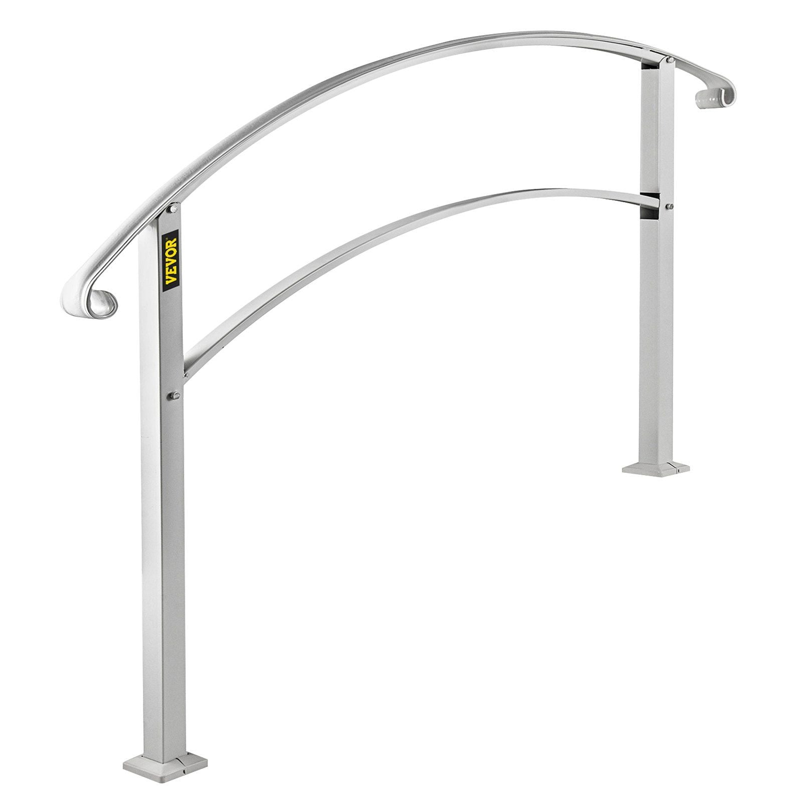 Handrails for Outdoor Steps, Fit 1 or 4 Steps Outdoor Stair Railing, White Wrought Iron Handrail, Flexible Front Porch Hand Rail, Transitional Handrails for Concrete Steps or Wooden Stairs