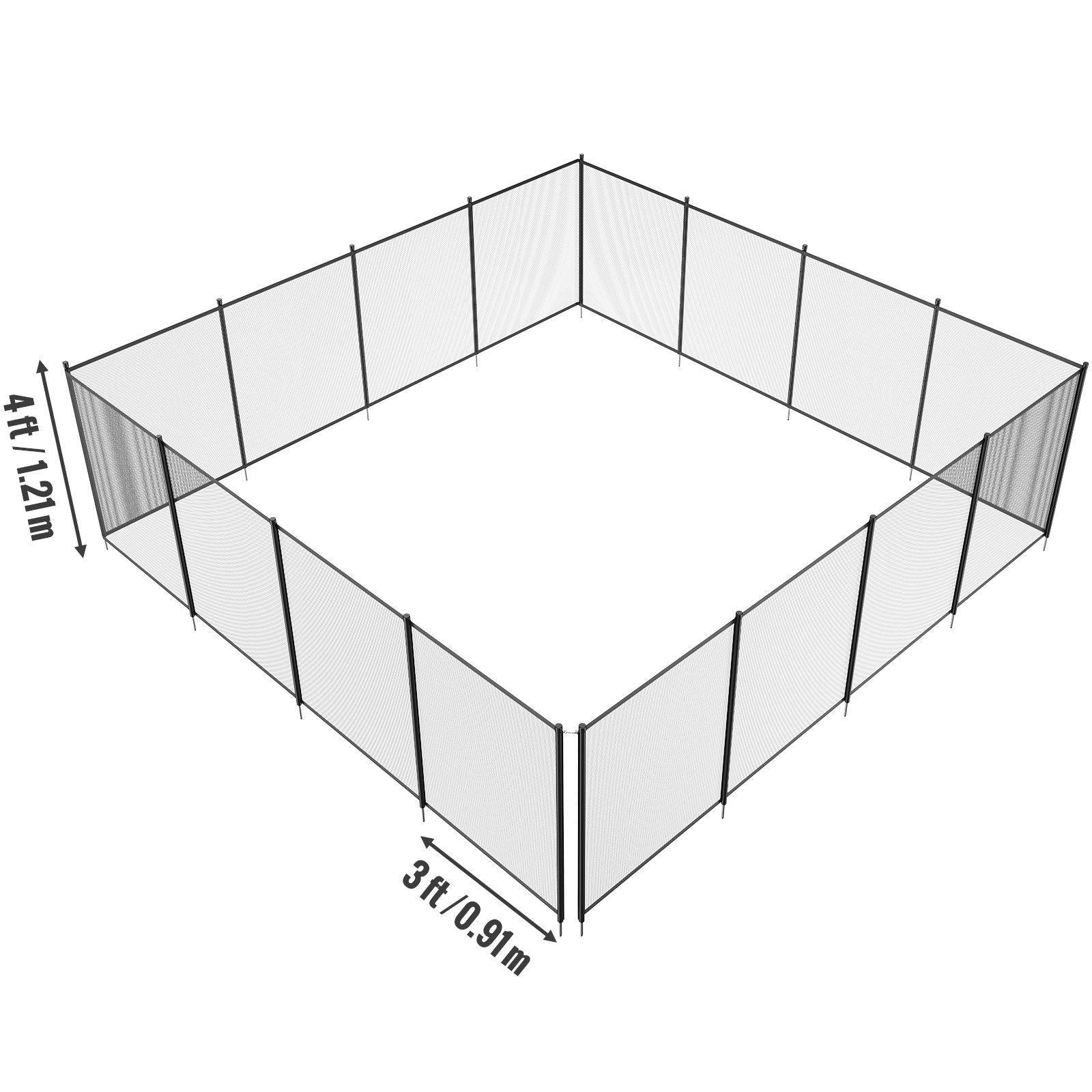 Pool Fence, 4 x 48 FT Pool Fences for Inground Pools, Removable Child Safety Pool Fencing, Easy DIY Installation Swimming Pool Fence, 340gms Teslin PVC Pool Fence Mesh Protects Kids and Pets