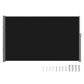 Retractable Side Awning 118" x 71", Retractable Patio Screen Waterproof, Retractable Room Divider Black for Privacy, Garden, Outdoor, Patio and Terrace