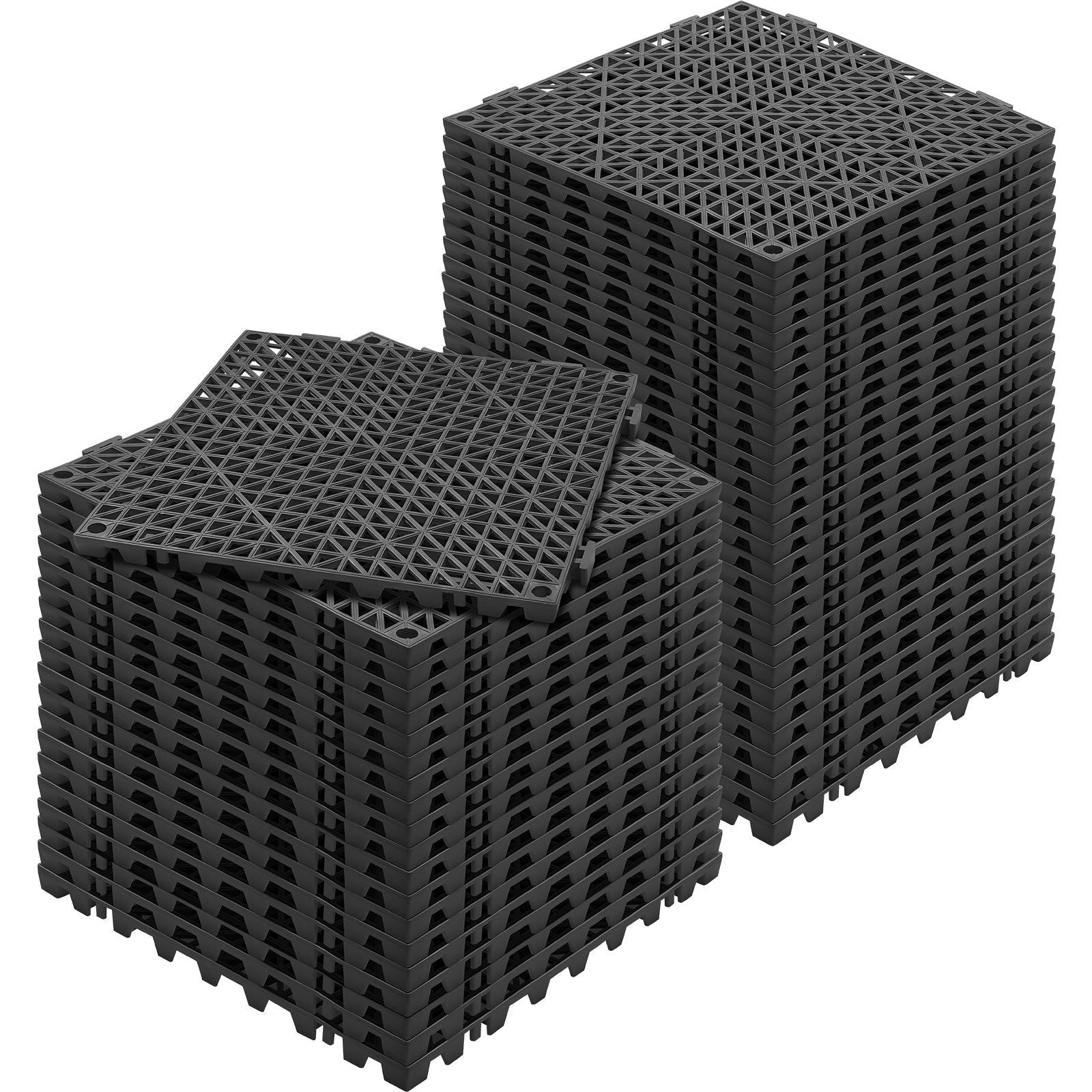 Interlocking Tile 50PCS Black, Drainage Tiles 12" x 12" Splicing, Soft PVC Interlocking Drainage Floor Tiles, Non-Slip Drainage Holes for Restroom, Bathroom, Kitchen, Pool, Wet Areas