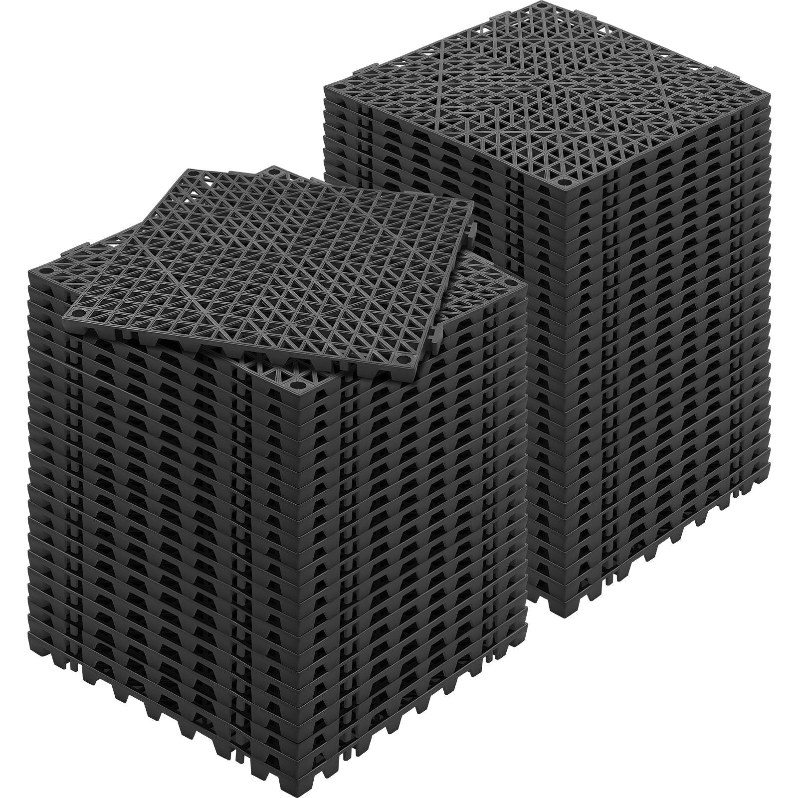 Interlocking Tile 55PCS Black, Drainage Tiles 12" x 12" Splicing, PVC Interlocking Drainage Floor Tiles, Non-Slip Drainage Holes for Restroom, Bathroom, Kitchen, Pool, Wet Areas