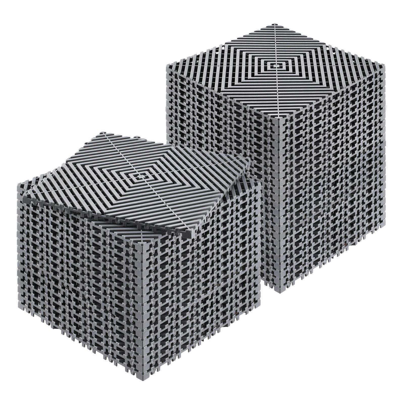 Interlocking Drainage Mat, 12'x12' Modular Cushion Durable PP Material, 40 Pcs Splicing Drainage Mats, Non-Slip Drainage Floor Tile and Shower Mat, for Garage, Garden, Kitchen & Outdoor, Grey