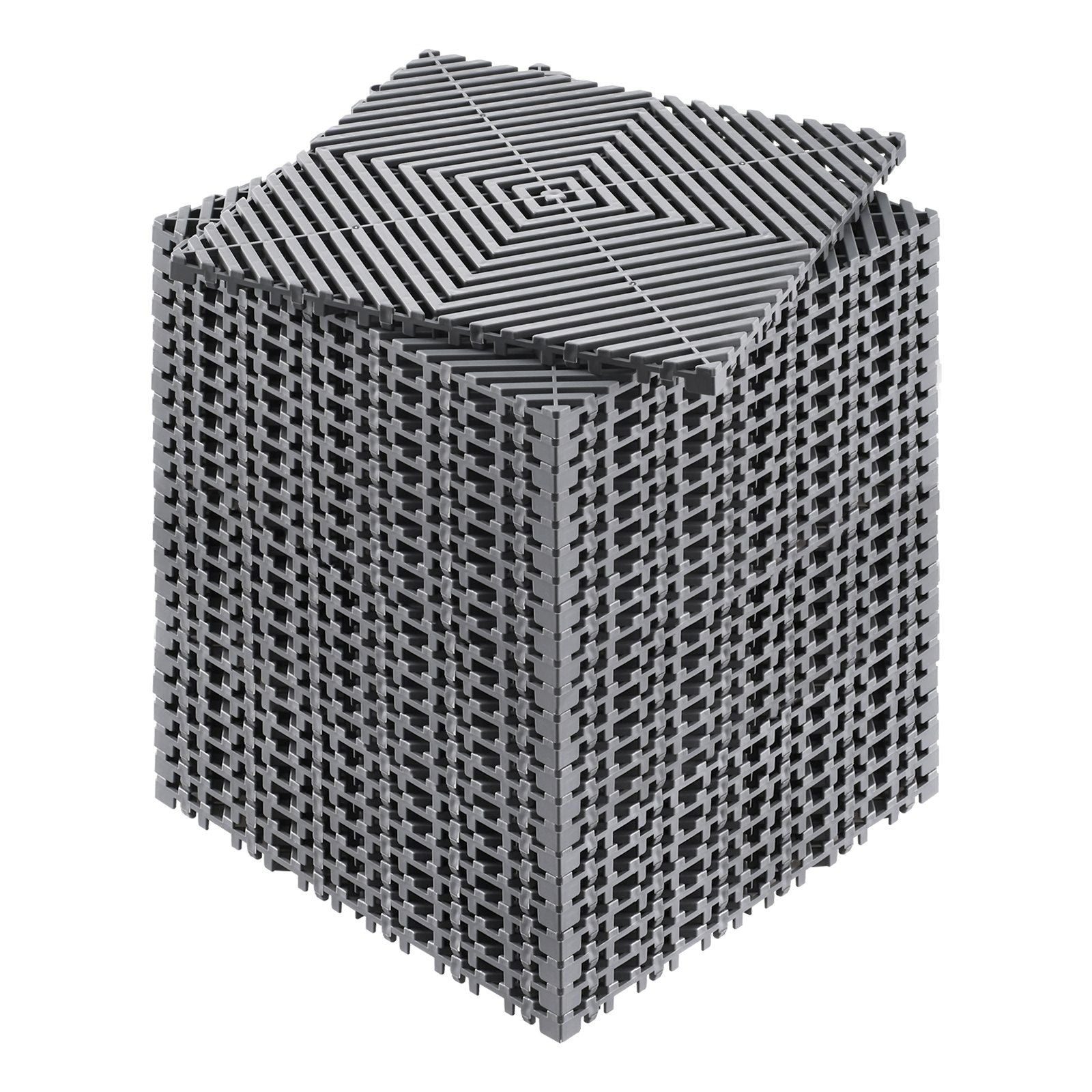 Interlocking Drainage Mat, 12'x12' Modular Cushion Durable PP Material, 24 Pcs Splicing Drainage Mats, Non-Slip Drainage Floor Tile and Shower Mat, for Garage, Garden, Kitchen & Outdoor, Grey